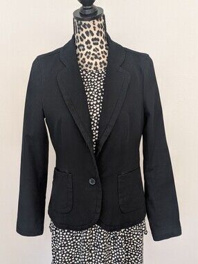 Banana Republic black cotton blend blazer